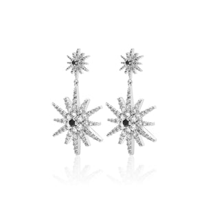 Silk & Steel Jewellery Luminosa Star Drop Earrings White Topaz + Silver