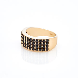 Silk & Steel Jewellery Luminosa Pave Ring Black Spinel Gold