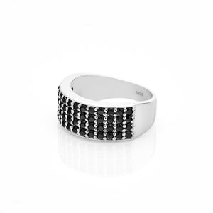 Silk & Steel Jewellery Luminosa Pave Ring Black Spinel Silver