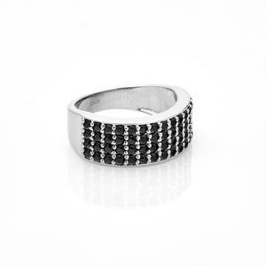 Silk & Steel Jewellery Luminosa Pave Ring Black Spinel Silver