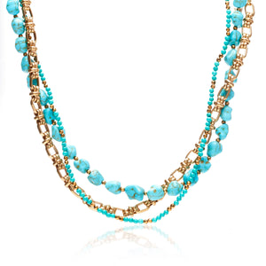 Silk & Steel Jewellery Sequence Necklace Turquoise + Silver