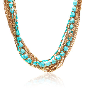 Silk & Steel Jewellery Sequence Necklace Turquoise + Silver
