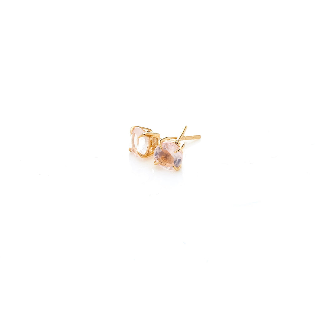 Silk & Steel Nostalgia Stud Earrings Rose Quartz Gold