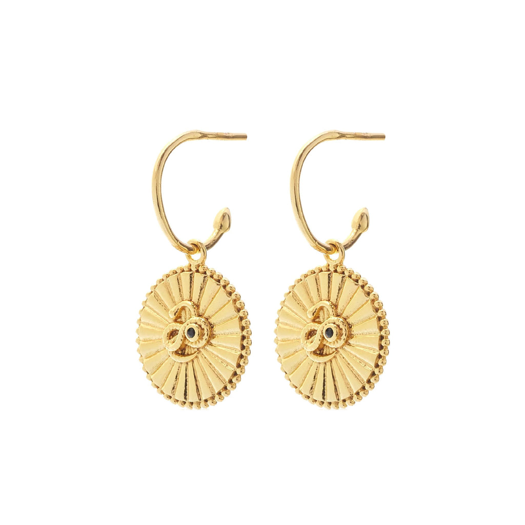 Silk & Steel Jewellery Serpent of Strength Talisman Earrings Gold Black Spinel