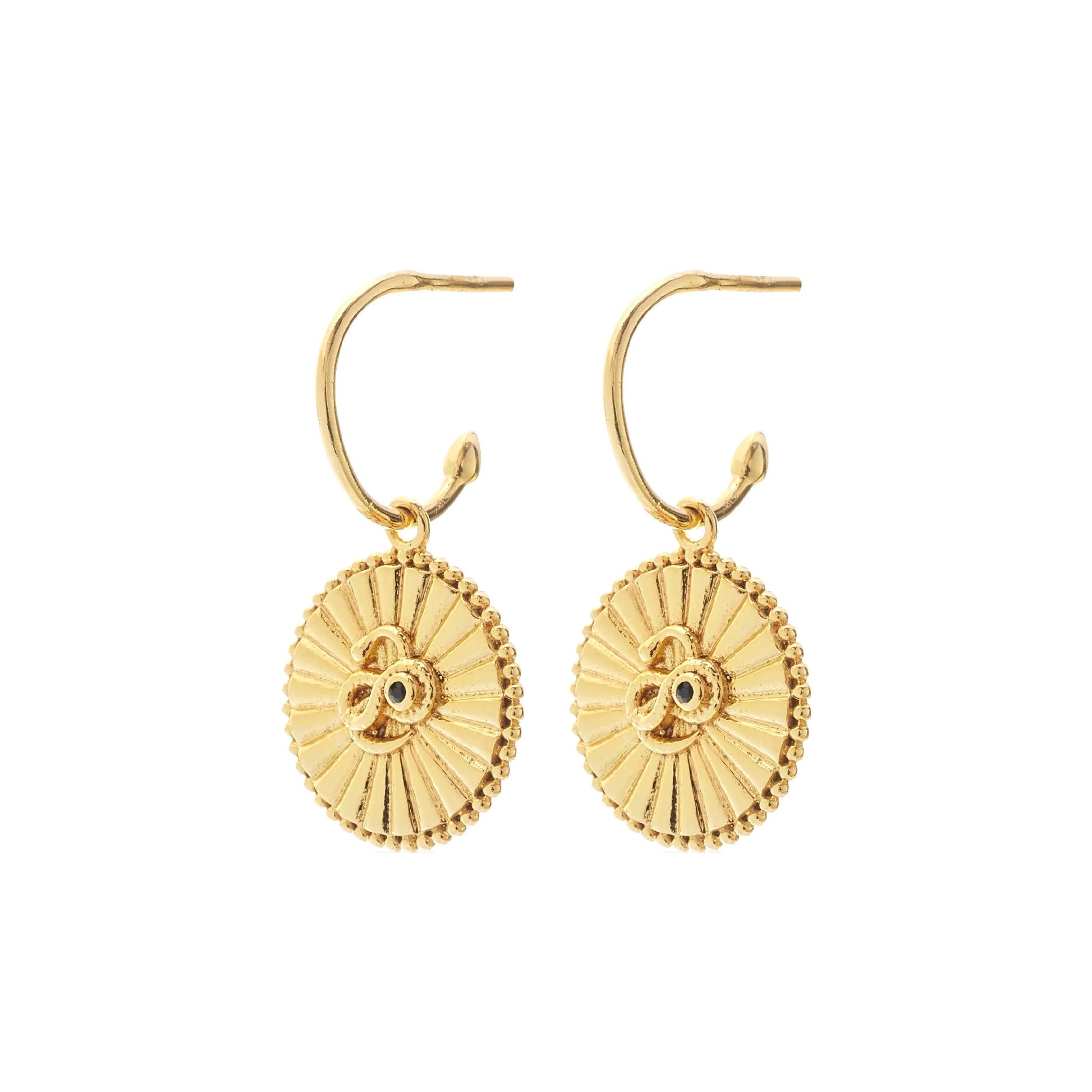 Silk & Steel Jewellery Serpent of Strength Talisman Earrings Gold Black Spinel