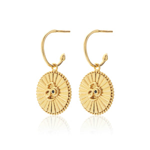 Silk & Steel Jewellery Serpent of Strength Talisman Earrings Gold Black Spinel