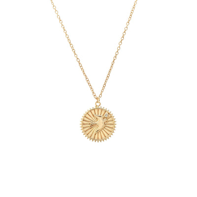 Silk & Steel Jewellery Talisman Swallow of Hope Necklace Gold Aquamarine