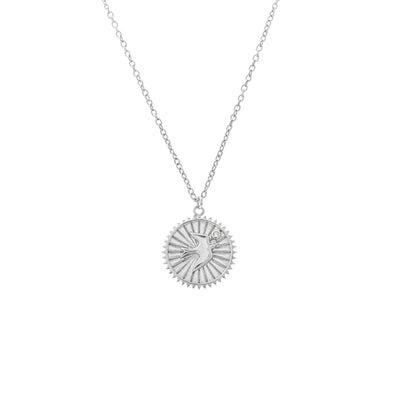 Silk & Steel Talisman Swallow Of Hope Necklace Silver Aquamarine