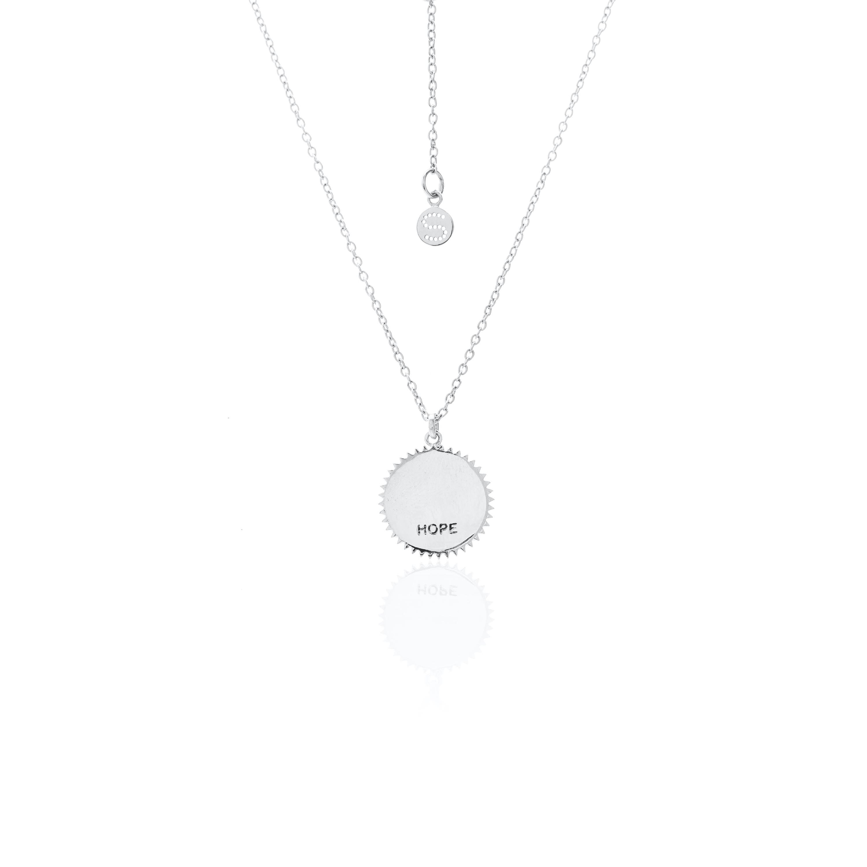 Silk & Steel Talisman Swallow Of Hope Necklace Silver Aquamarine