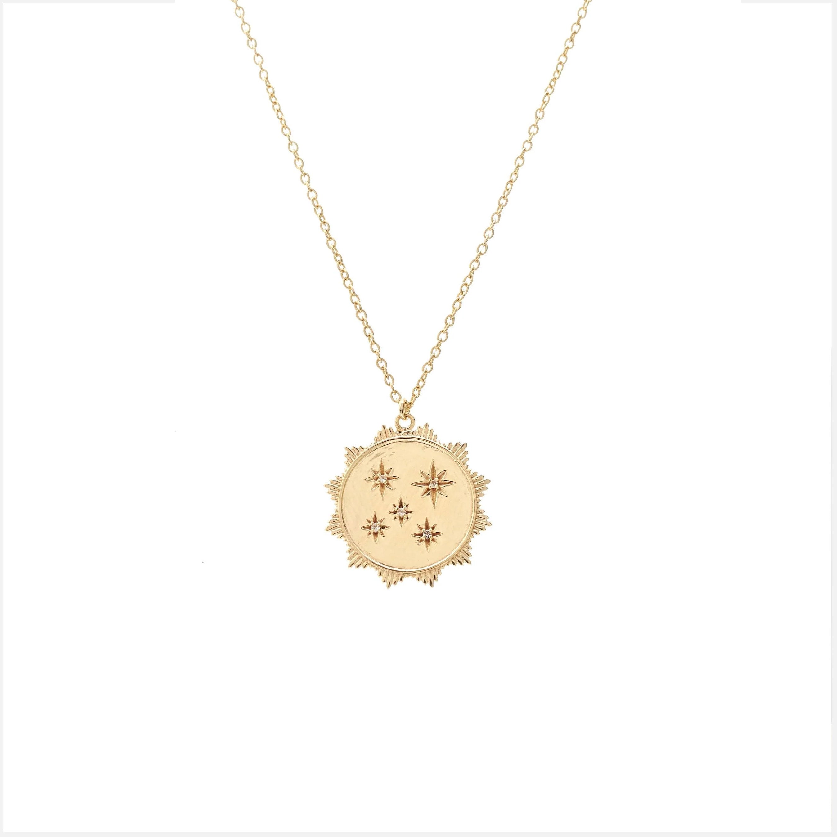 Silk & Steel Talisman Stars of Dreams Necklace Gold White Topaz