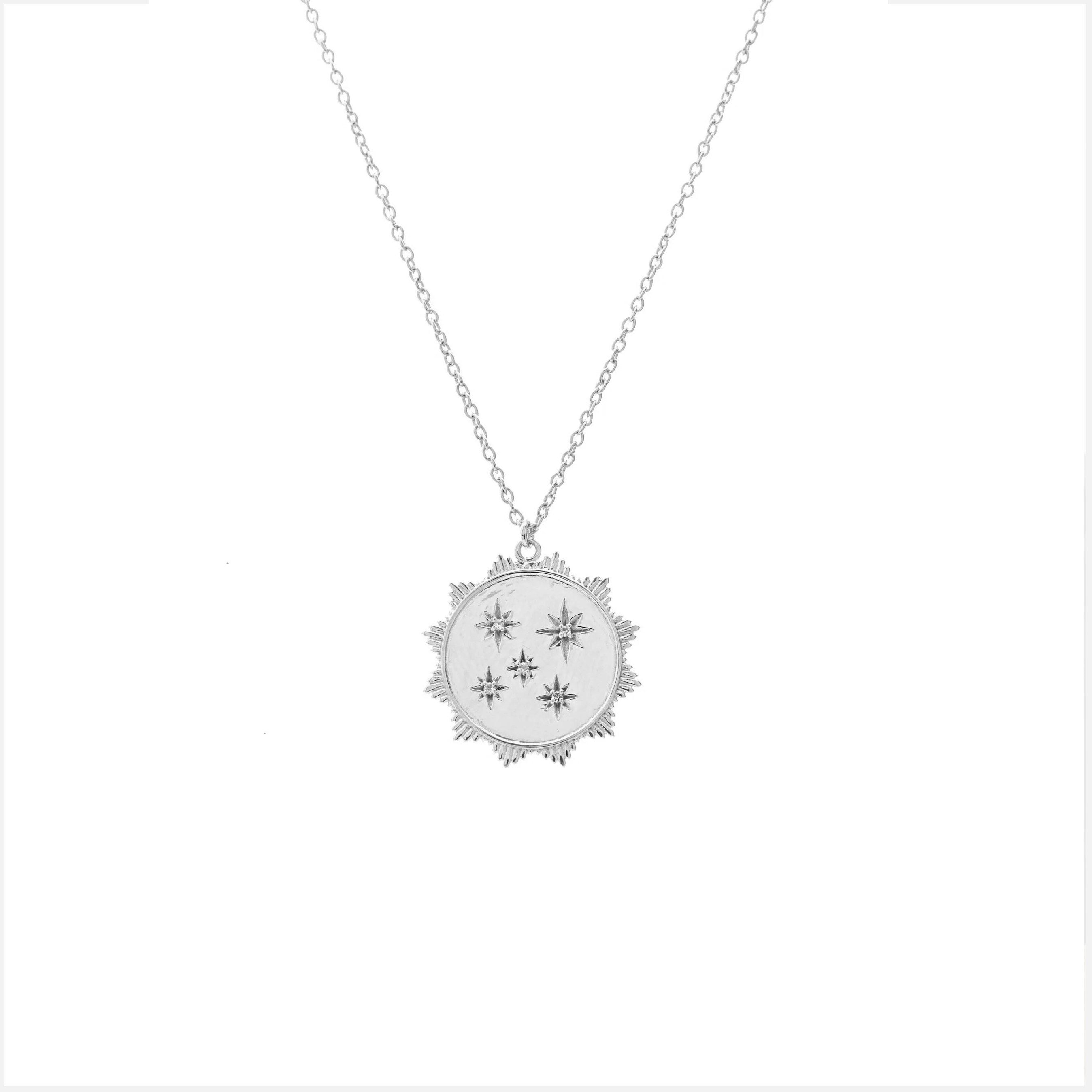 Silk & Steel Talisman Stars of Dreams Necklace Silver White Topaz
