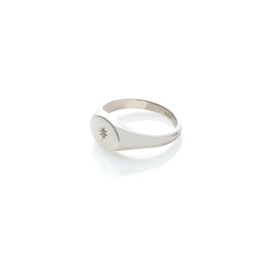 Silk & Steel Jewellery Guiding Star White Topaz Signet Ring Silver