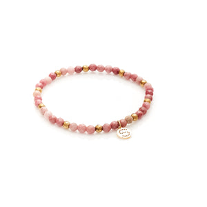 Silk & Steel Jewellery Sequence Bracelet Rhodochrosite + Gold