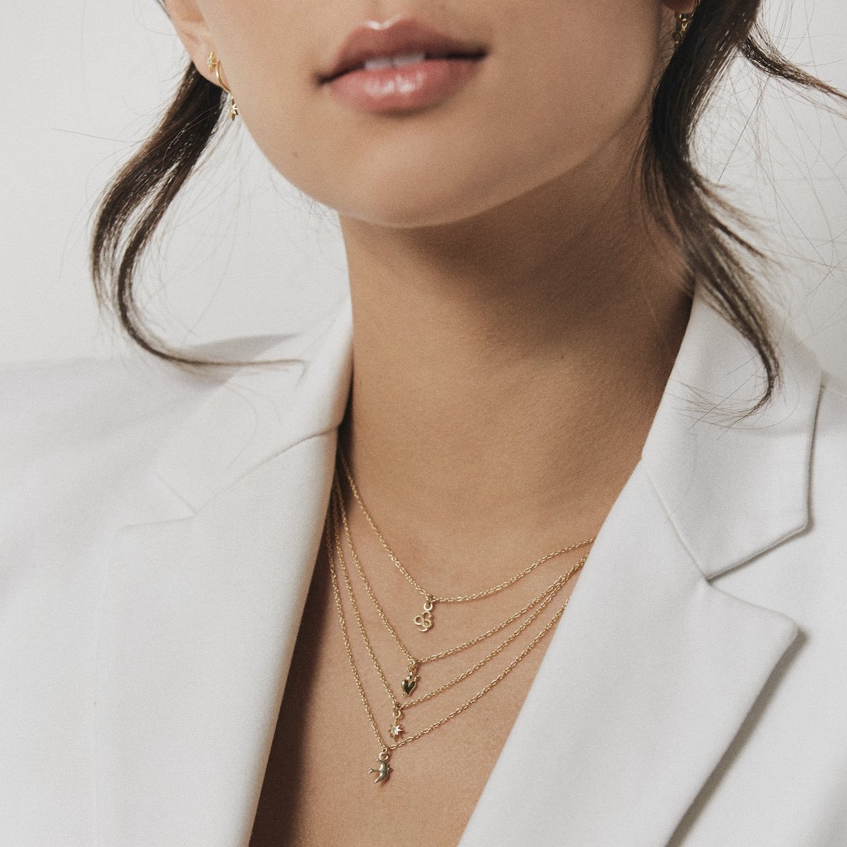 Silk & Steel Jewellery Superfine Talisman Petite Star Necklace White Topaz + Gold