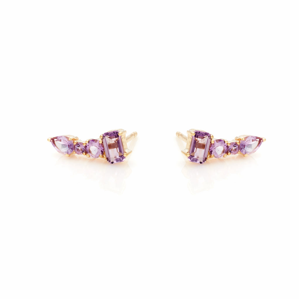 Silk & Steel Jewellery Theia Ear Climbers Brazilian Amethyst + Gold