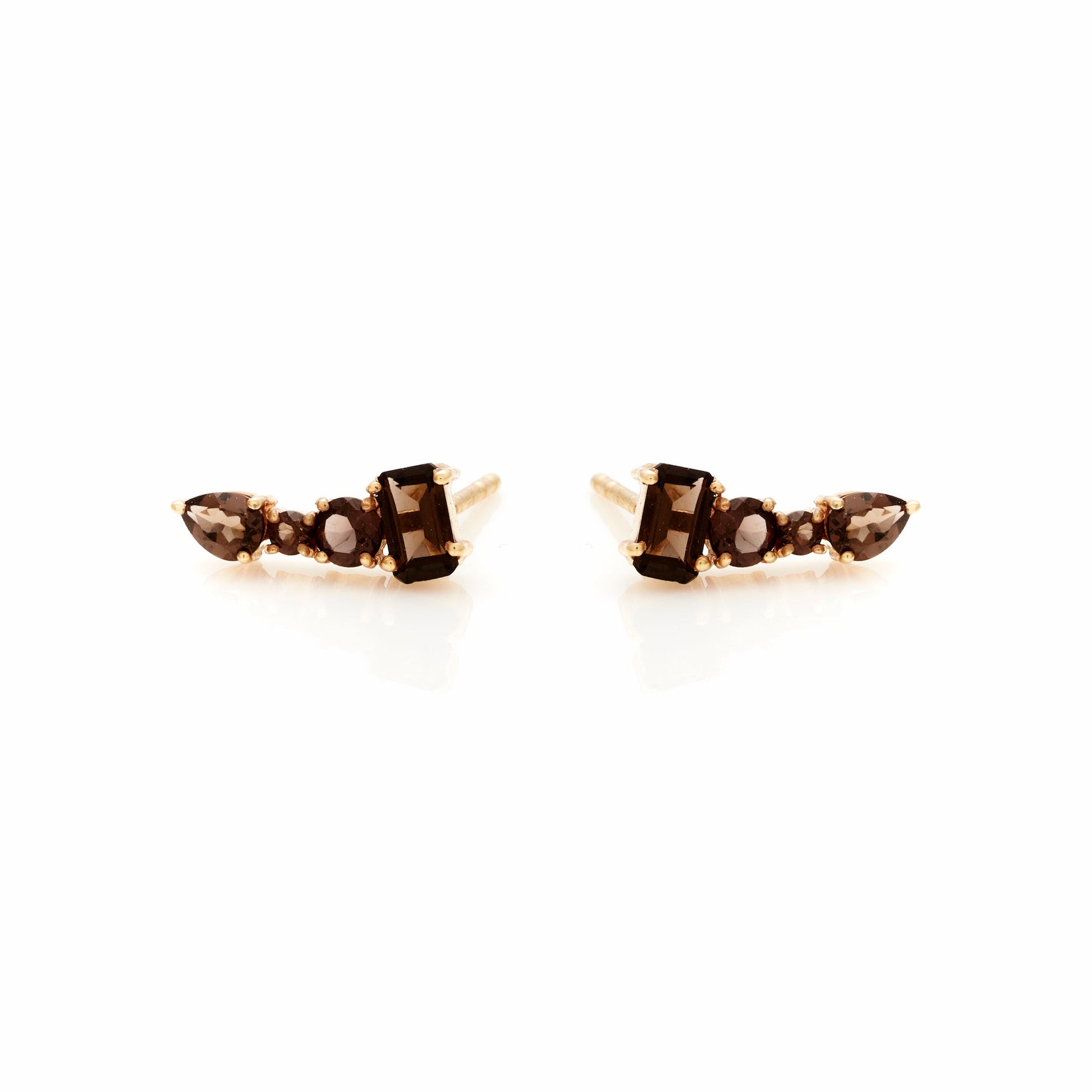 Silk & Steel Jewellery Theia Ear Climbers Smokey Quartz + Gold
