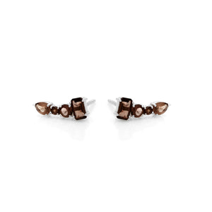 Silk & Steel Jewellery Theia Ear Climbers Smokey Quartz + Silver