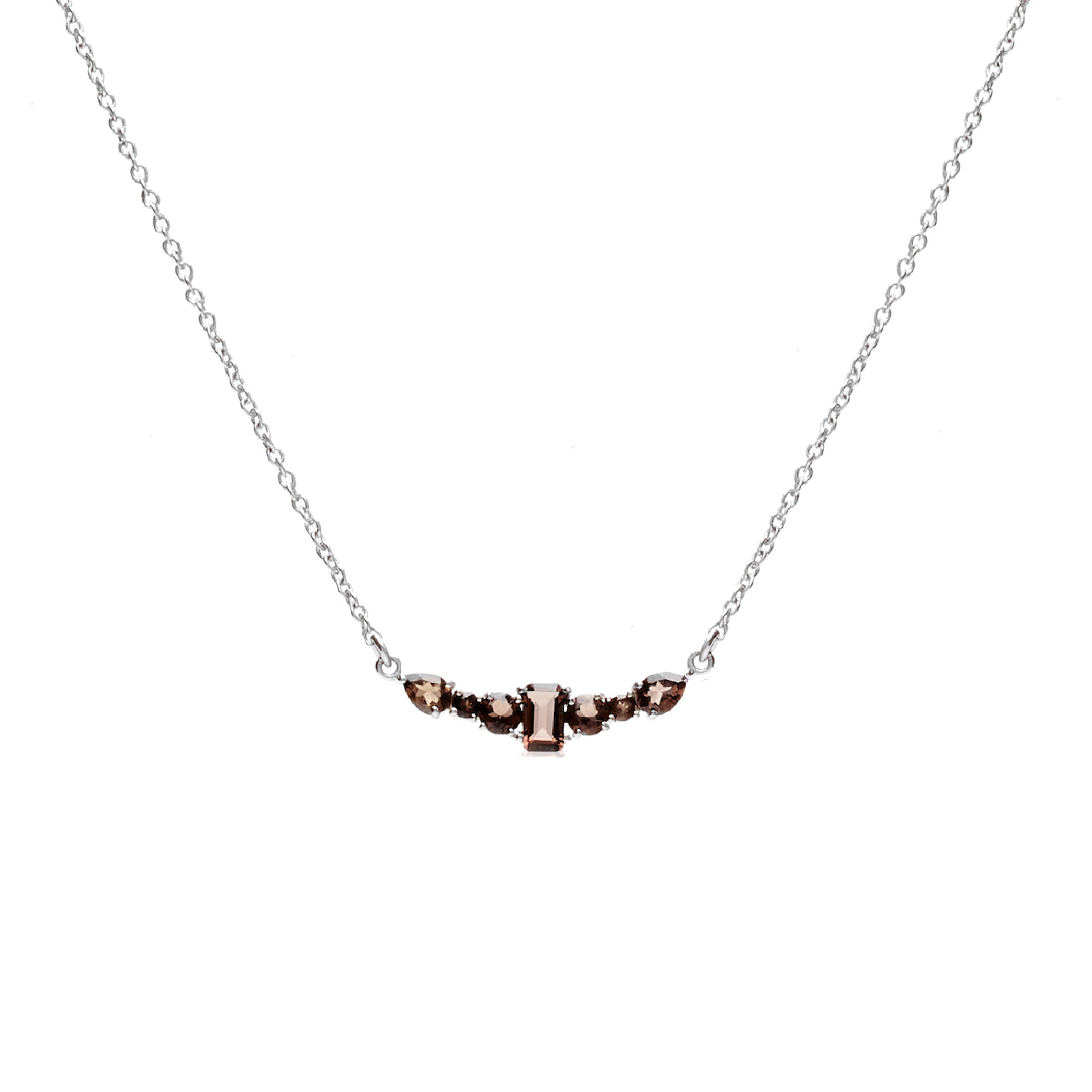 Silk & Steel Jewellery Theia Necklace Smokey Quartz + Silver
