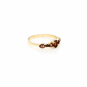 Silk & Steel Jewellery Theia Ring Smokey Quartz + Gold