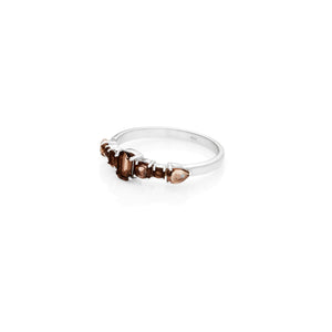 Silk & Steel Jewellery Theia Ring Smokey Quartz + Silver