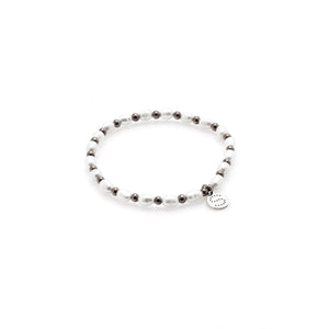 Silk & Steel Jewellery Amalfi Pearl + Silver Beaded Bracelet