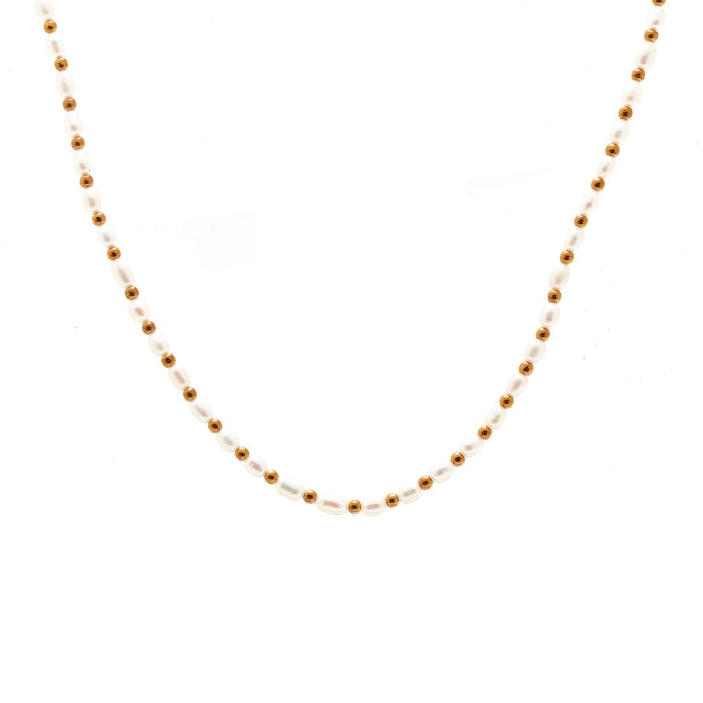 Silk & Steel Jewellery Amalfi Necklace Pearl + Gold