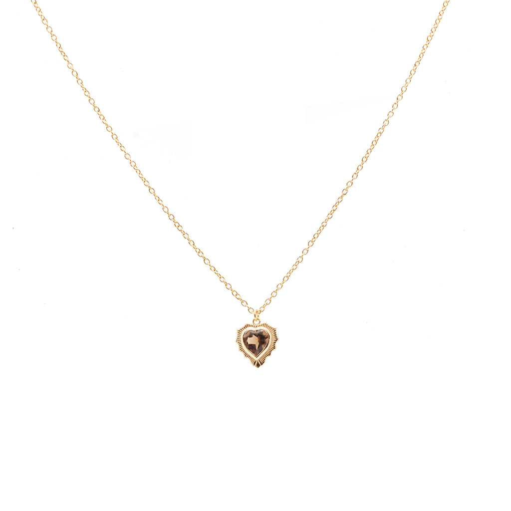 Silk & Steel Jewellery Amour Necklace Smokey Quartz + Gold