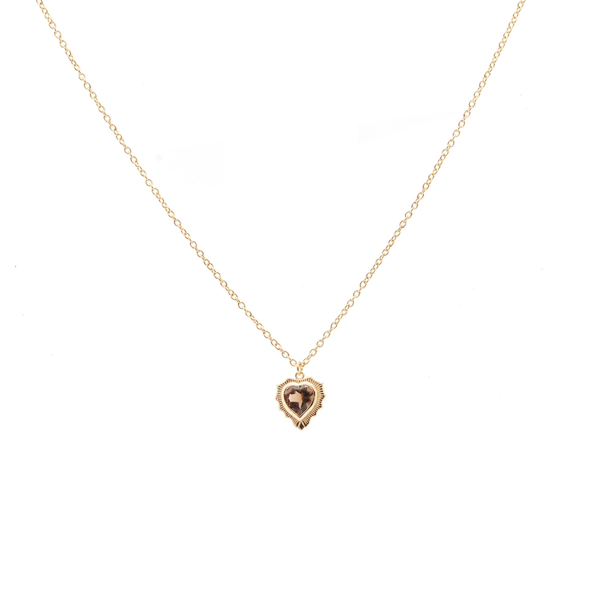 Silk & Steel Jewellery Amour Necklace Smokey Quartz + Gold