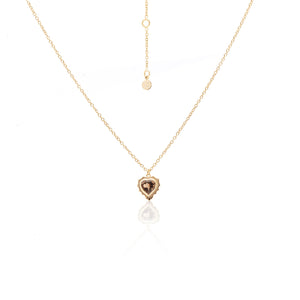 Silk & Steel Jewellery Amour Necklace Smokey Quartz + Gold