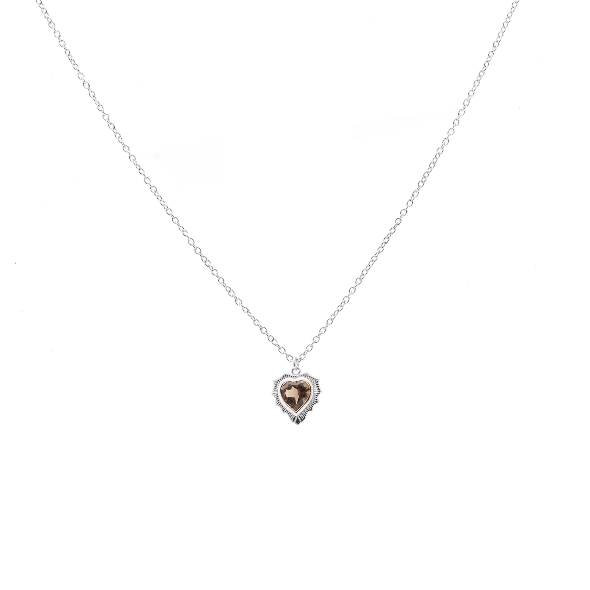 Silk & Steel Jewellery Amour Necklace Smokey Quartz + Silver