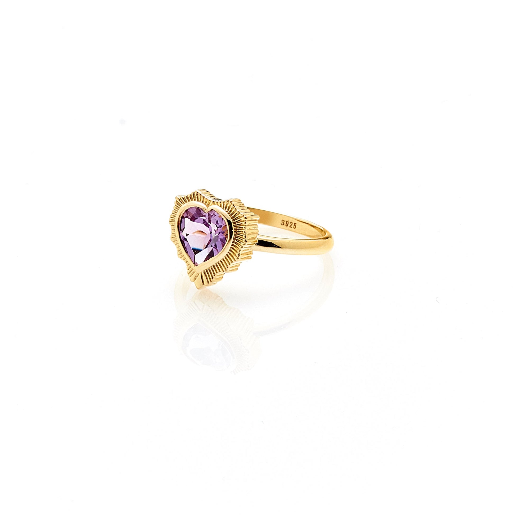 Silk & Steel Jewellery Amour Ring Brazilian Amethyst + Gold