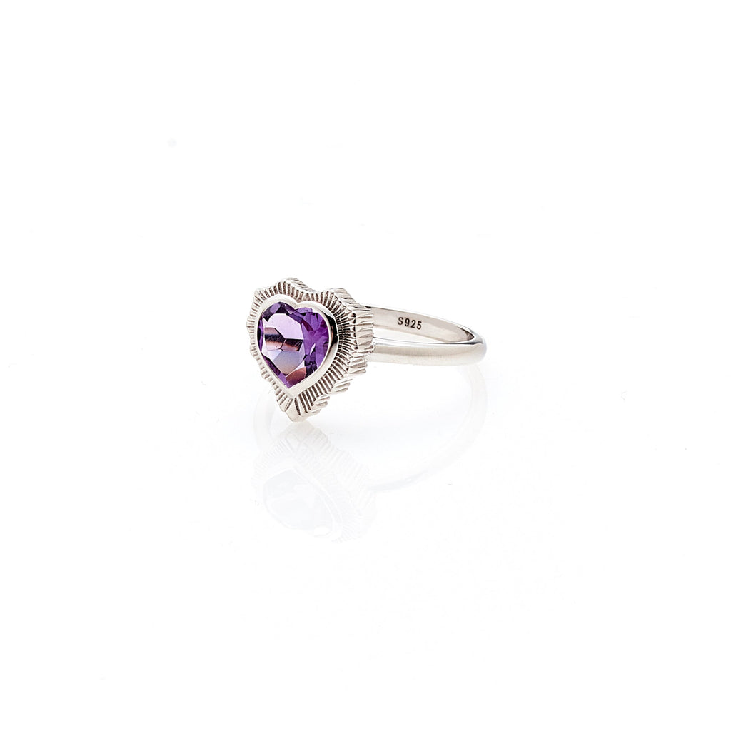 Silk & Steel Jewellery Amour Ring Brazilian Amethyst + Silver