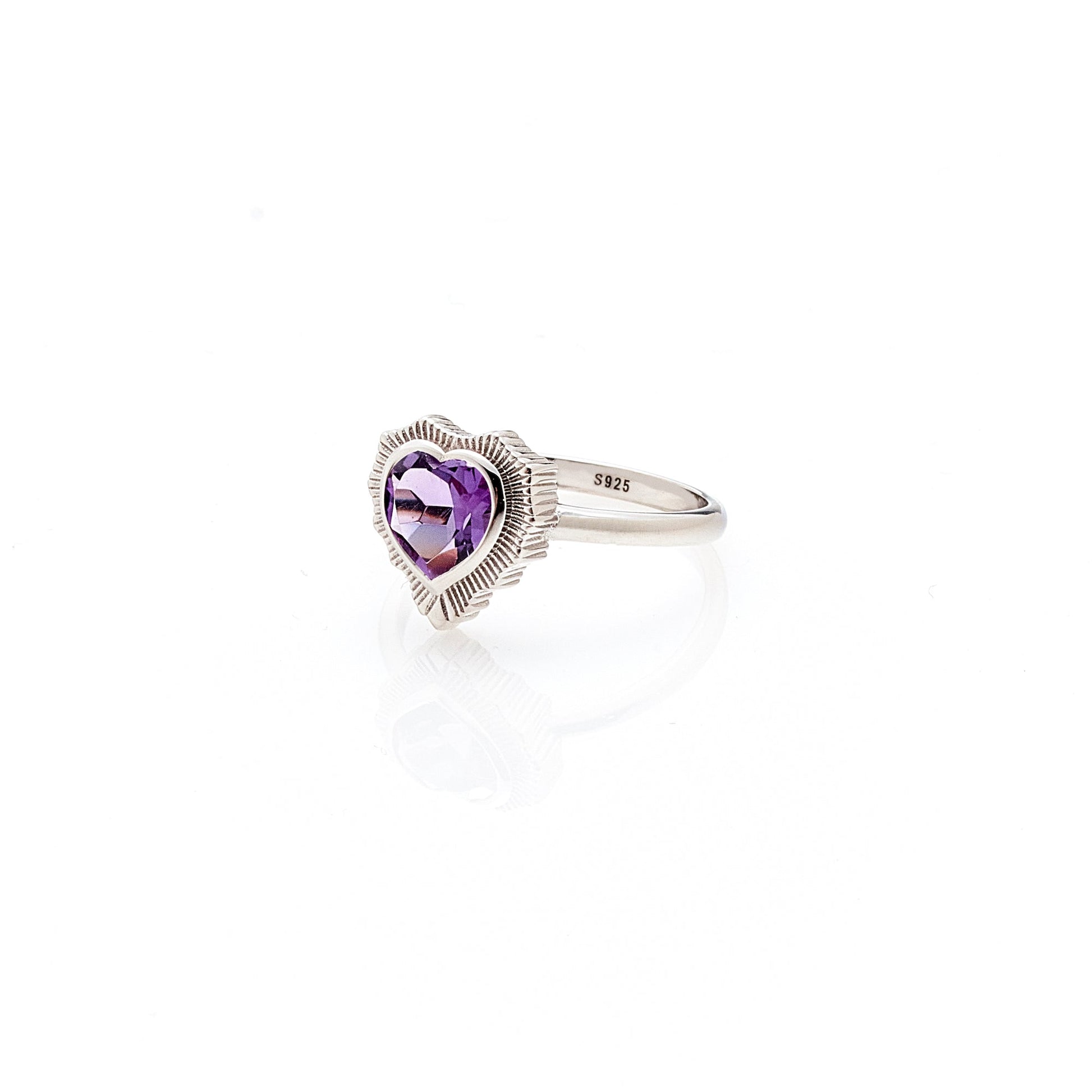 Silk & Steel Jewellery Amour Ring Brazilian Amethyst + Silver