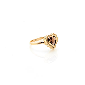 Silk & Steel Jewellery Amour Ring Smokey Quartz + Gold