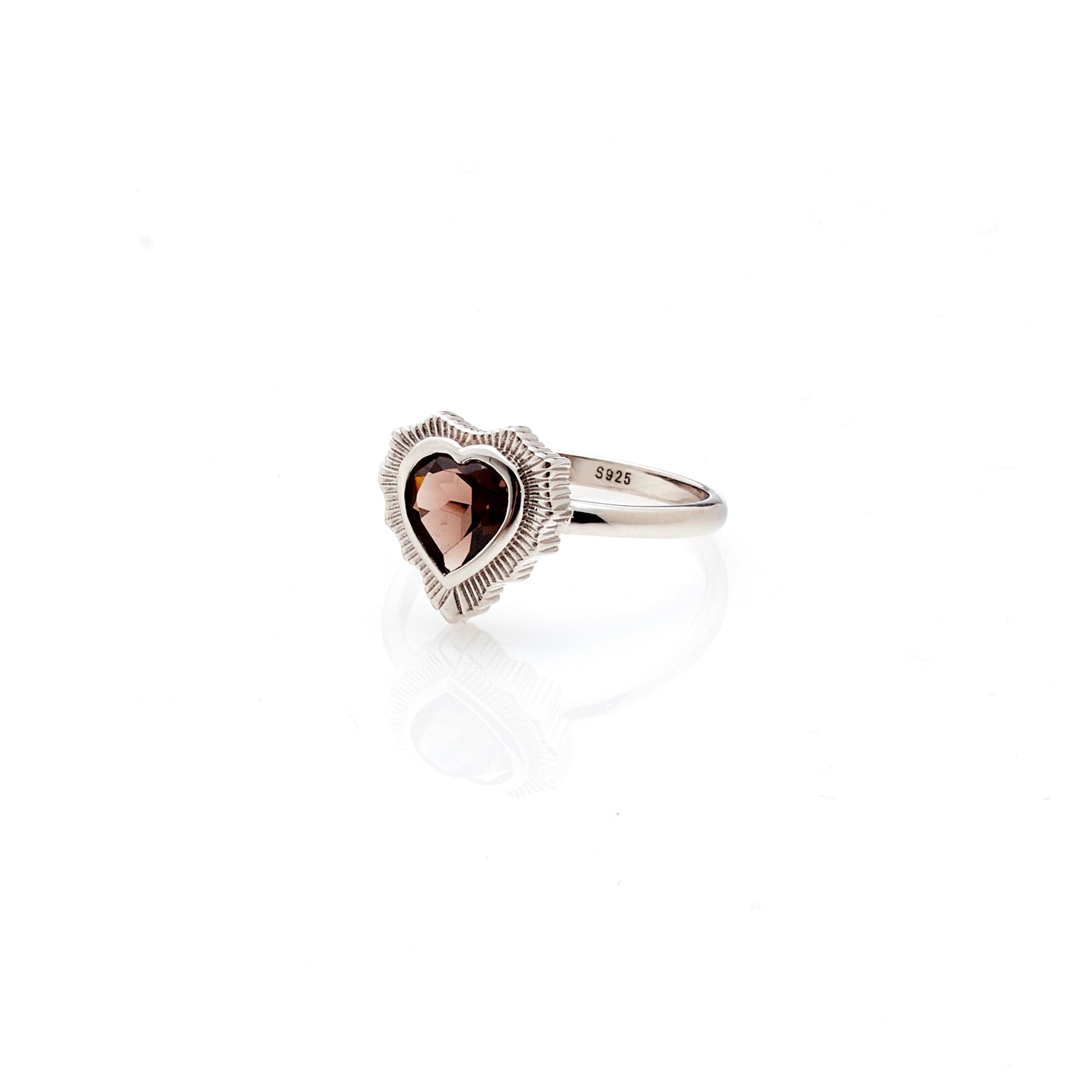 Silk & Steel Jewellery Amour Ring Smokey Quartz + Silver