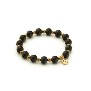 Silk & Steel Jewellery Aurora Bracelet Black Onyx + Gold