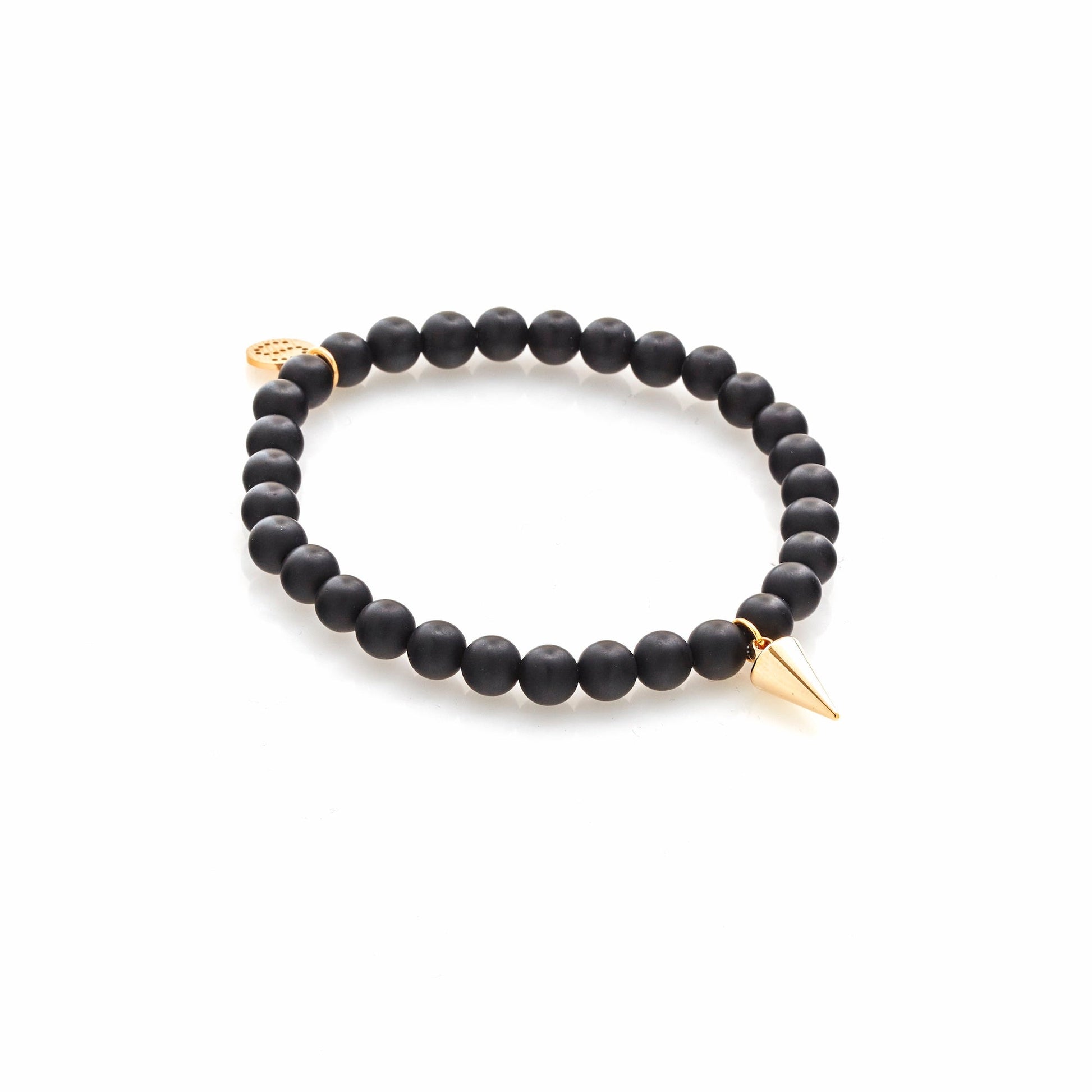 Silk & Steel Men's Bracelet Black onyx Gold Spike
