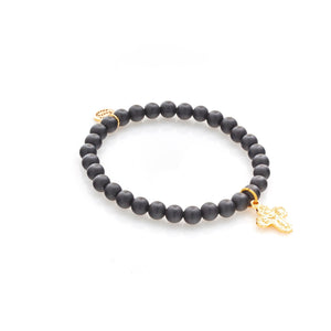 Silk & Steel Super Cross bracelet black onyx Gold