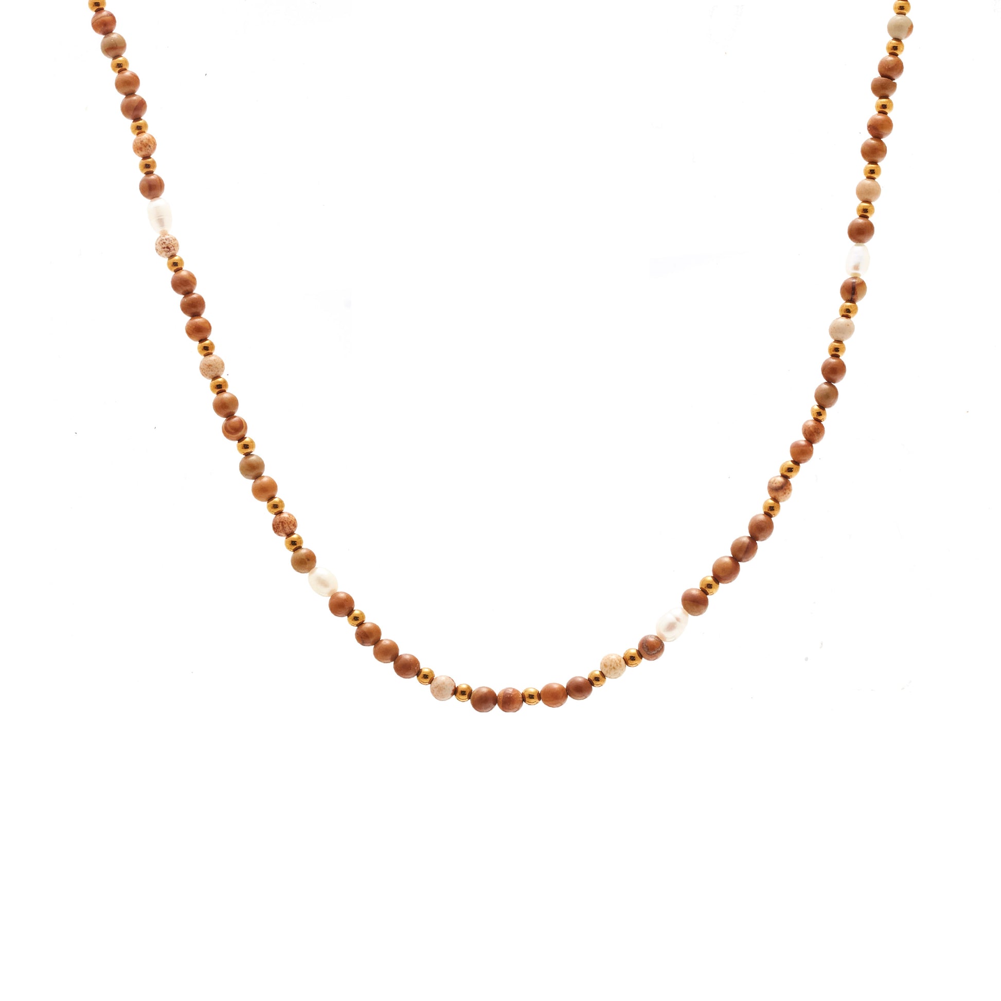 Silk & Steel Jewellery Gia Beaded Necklace Picture Jasper + Pearls