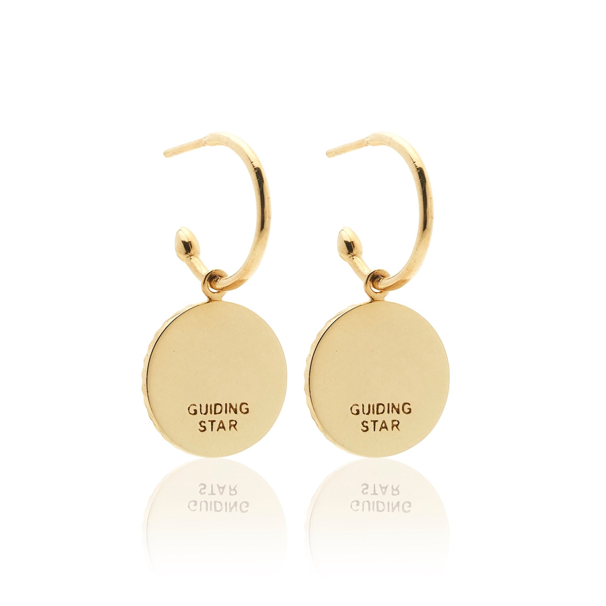 Silk & Steel Jewellery Guiding Star Hoops White Enamel + Gold