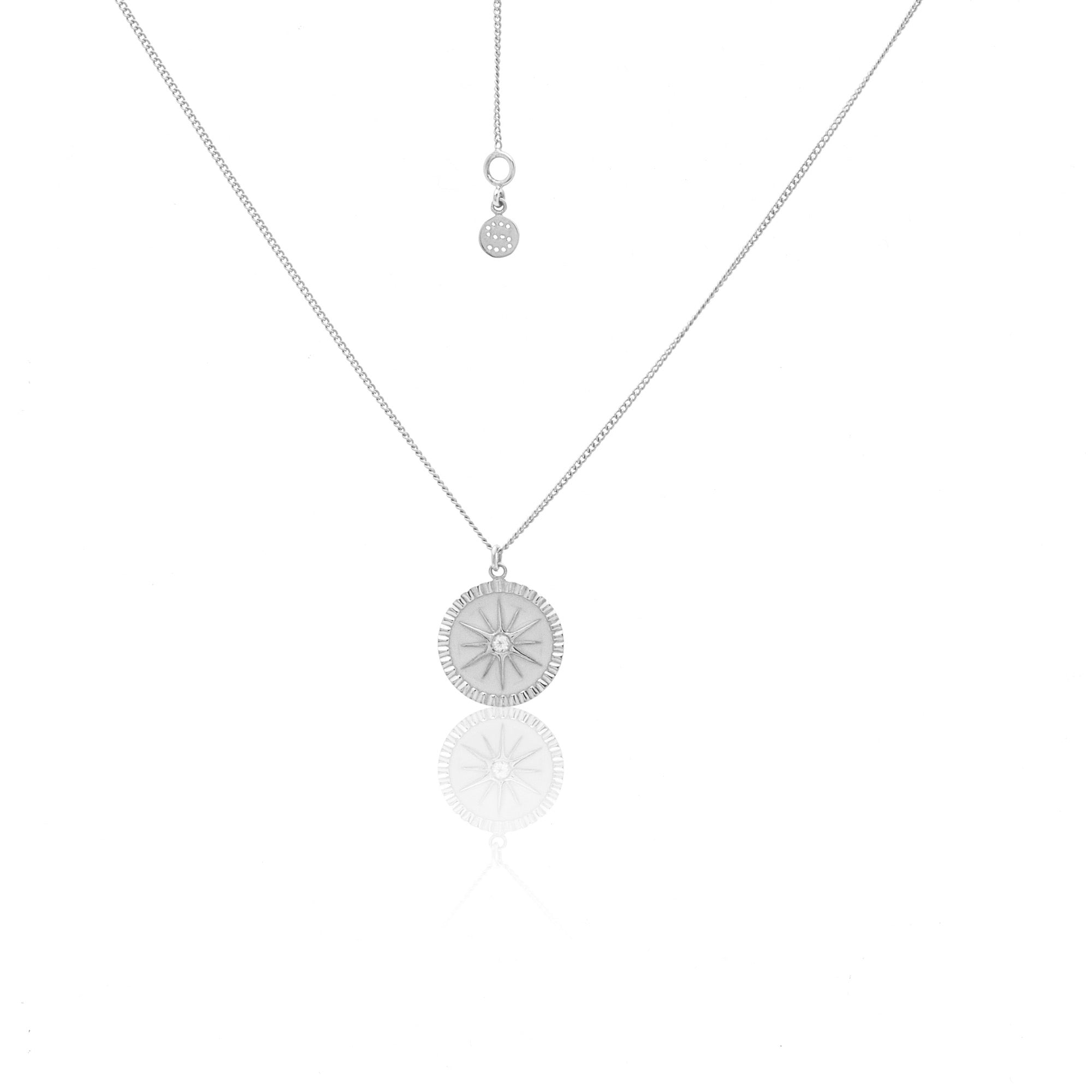 Silk & Steel Jewellery Guiding Star Necklace White Enamel + Silver