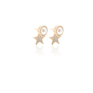 Silk & Steel Jewellery Lumiere Ear Jackets Pearl + Gold - Christmas Jewellery
