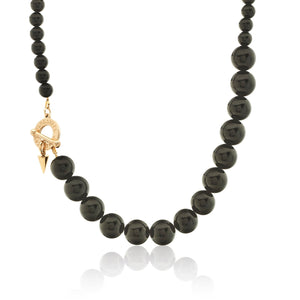 Silk & Steel Jewellery Luna Necklace Black Onyx + Gold