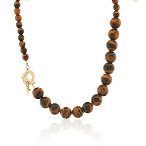 Silk & Steel Jewellery Luna Necklace Tiger's Eye + Gold