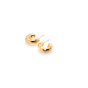 Silk & Steel Jewellery Palermo Hoop Earrings Pearl + Gold