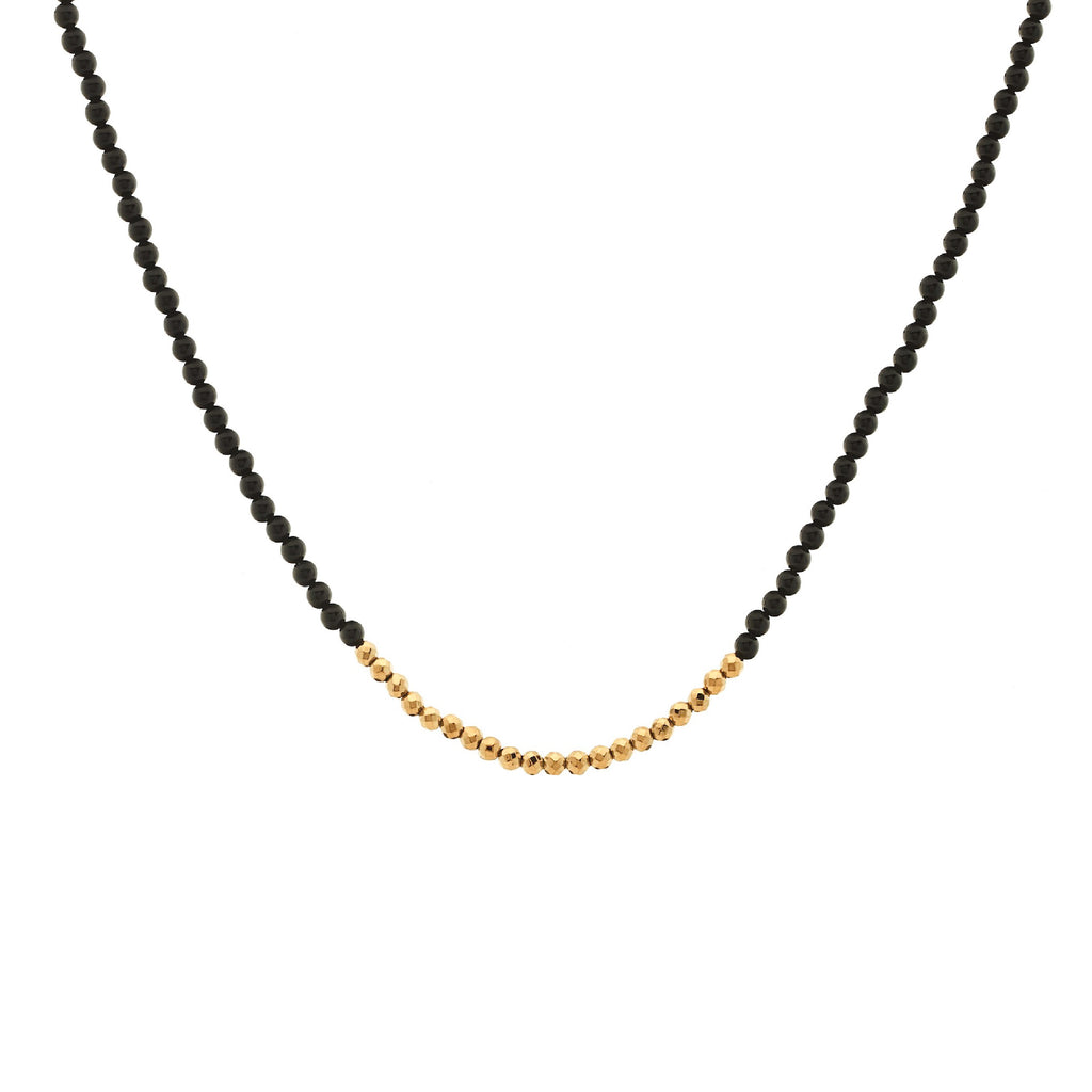 Silk & Steel Jewellery Party At The Front Necklace Black Onyx + Gold