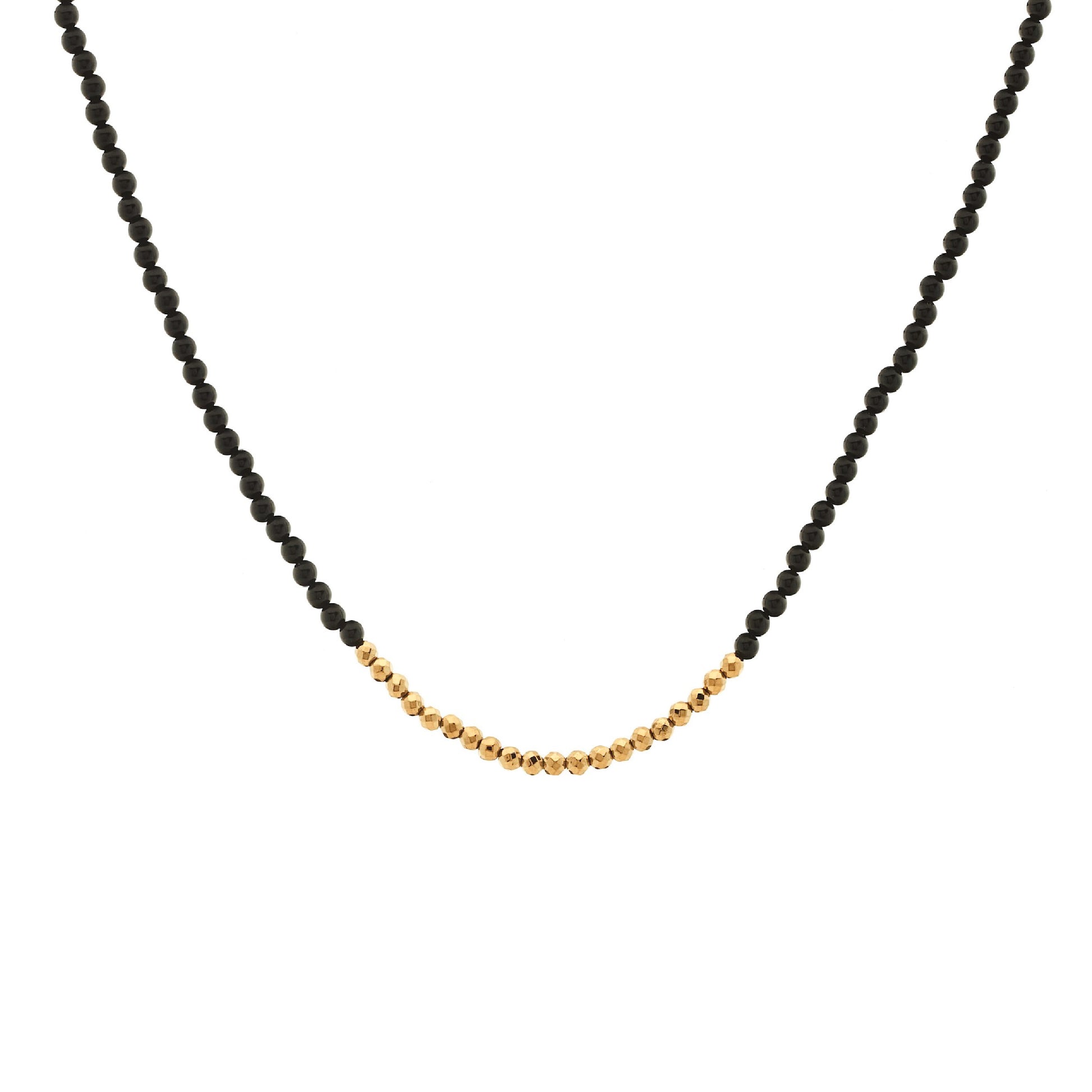 Silk & Steel Jewellery Party At The Front Necklace Black Onyx + Gold