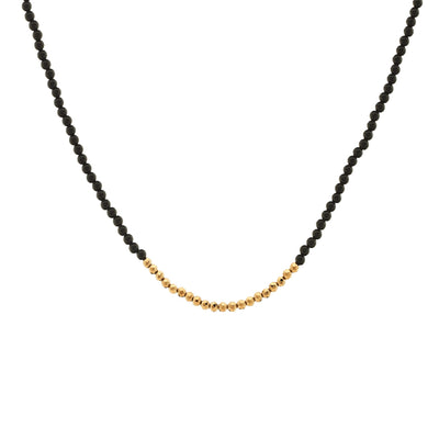 Silk & Steel Jewellery Party At The Front Necklace Black Onyx + Gold