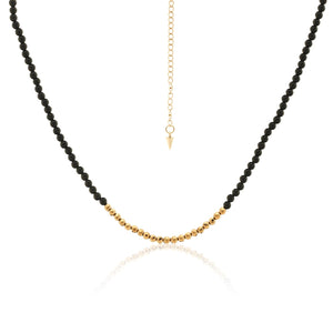 Silk & Steel Jewellery Party At The Front Necklace Black Onyx + Gold