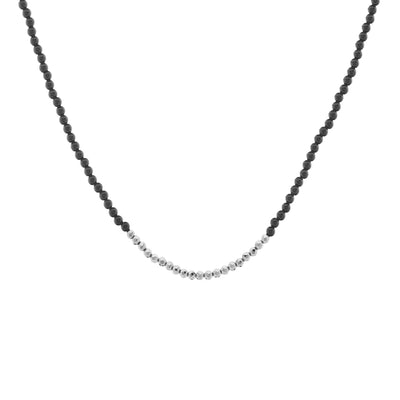 Silk & Steel Jewellery Party At The Front Necklace Black Onyx + Silver